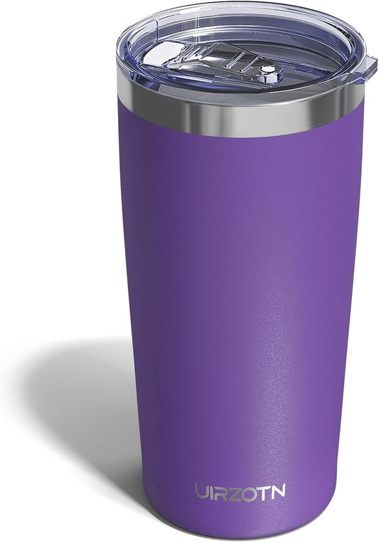 Travel Coffee Tumbler 20oz, Leakproof Travel Coffee Mug with Lid and Straw, Stainless Steel Double Wall Vacuum Insulated Tumbler for Hot/Iced Drinks (Textured Matte, Purple)