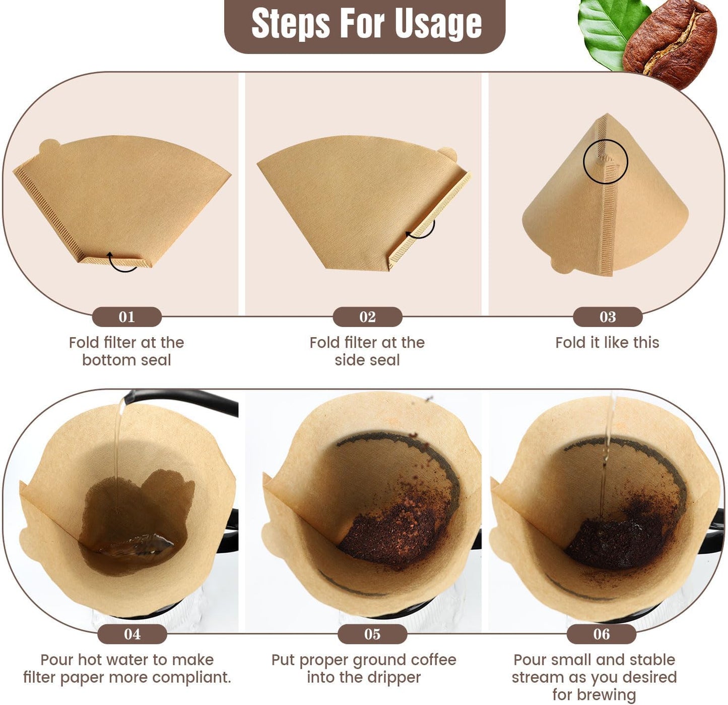 Coffee Filters, Size 04 Unbleached Cone Filters 8-12 Cup, 200 Count Disposable Natural Paper Filters, 04 Cone Filters For Pour Over and Drip Coffee Maker