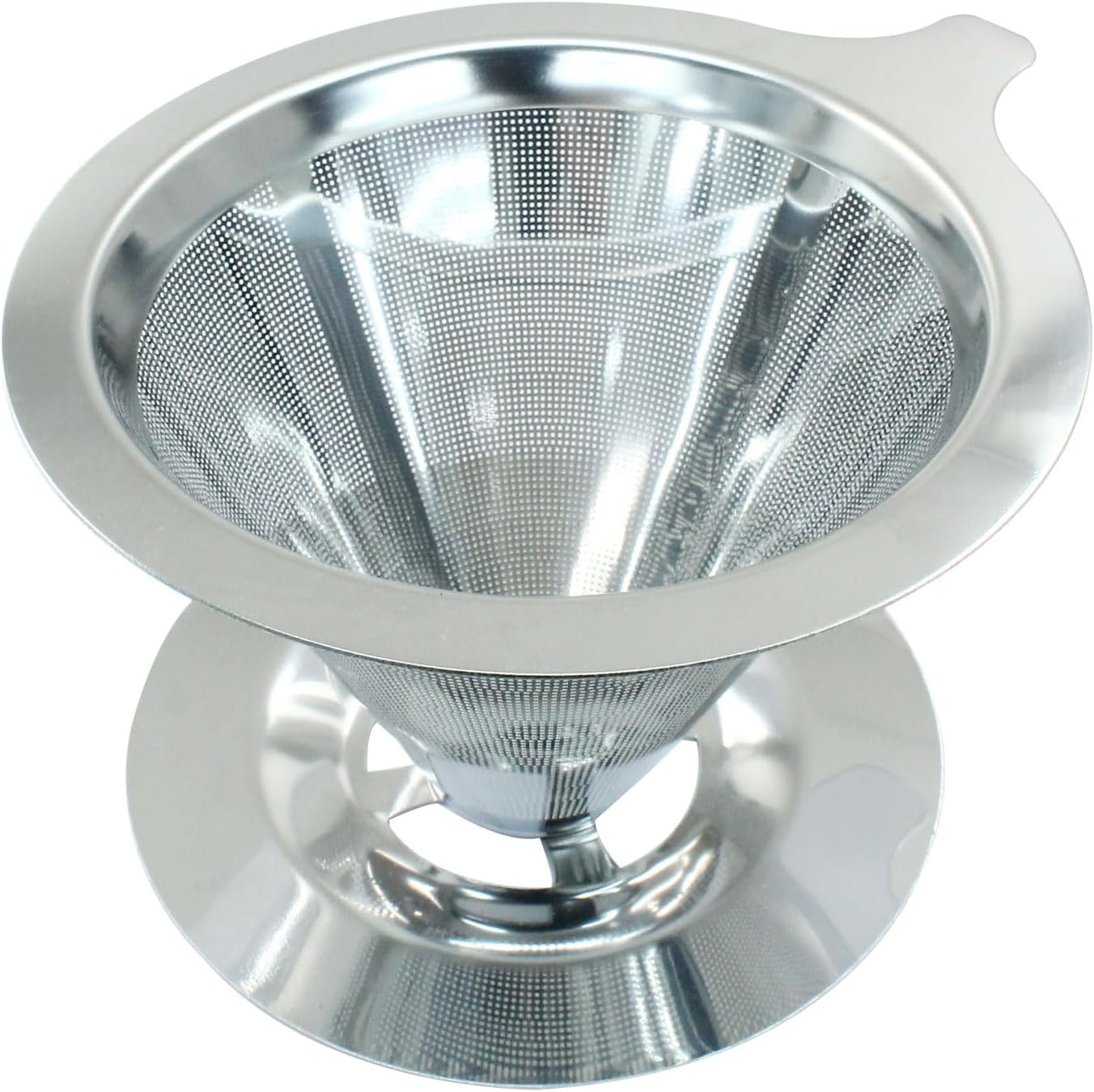 Waziaqoc Pour Over Coffee Dripper, Slow Drip Paperless Coffee Filter, Stainless Steel Pour Over Coffee Maker for 1-2 Cups Brew, Double Mesh Design of Manual Reusable Cone Filter