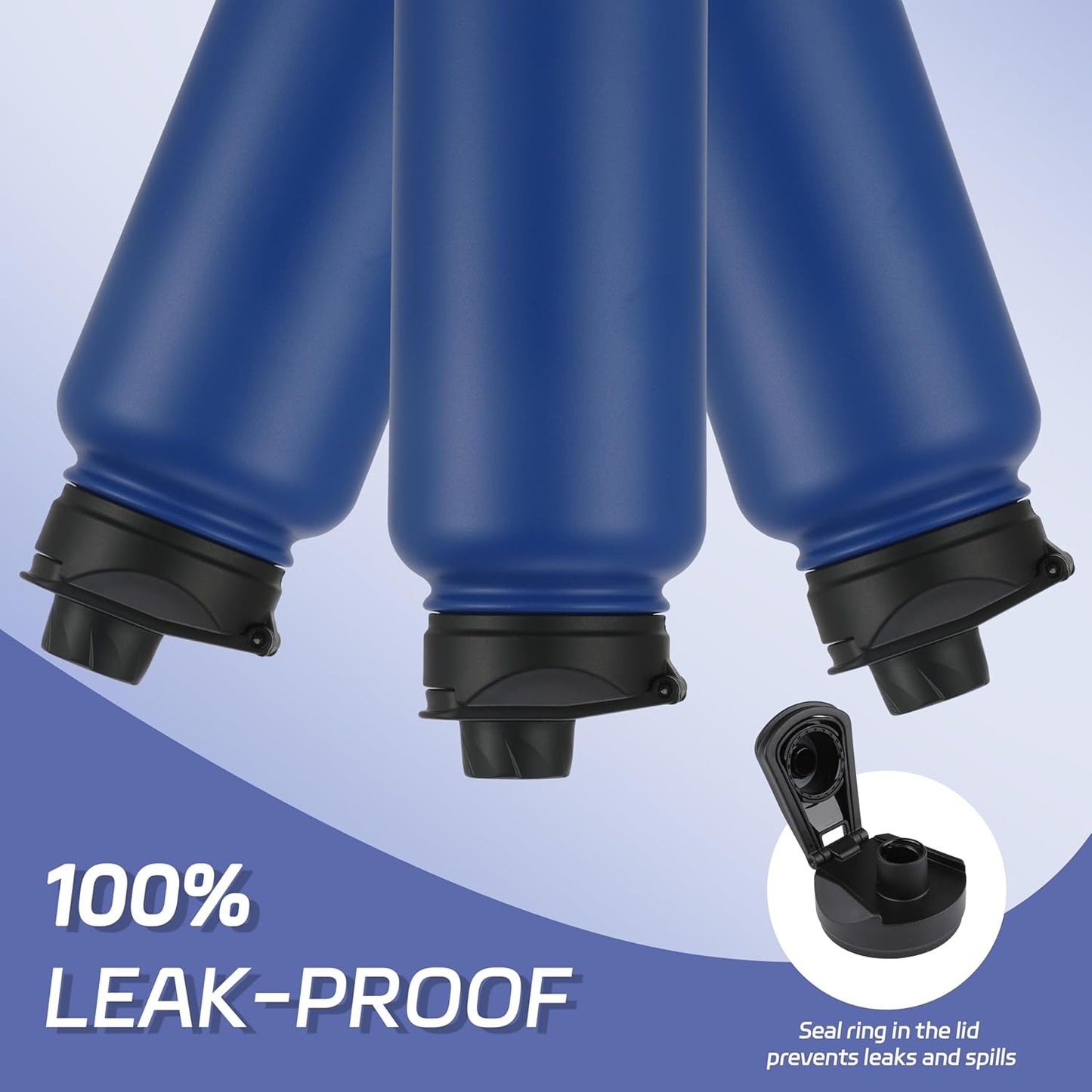 HASLE OUTFITTERS 32 oz Insulated Water Bottle Stainless Steel Double Walled Vacuum Sports Water Bottle with 2 Lids (Straw and Spout Lid) for Gym Camping Hiking(Royal Blue,1)