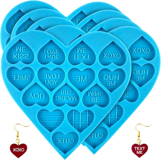 Heart Resin Molds 5pcs Valentine's Heart Silicone Resin Molds for Keychain, Epoxy Resin Casting, Jewelry Making, Valentine Cake Decoration, Cupcake Topper