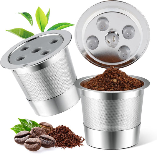 Stainless Steel Reusable K Cups for K eurig Supreme & Supreme Plus, Reusable K Cups Five Hole Universal K-eurig Refillable Coffee Pod Filter (2 Pack)