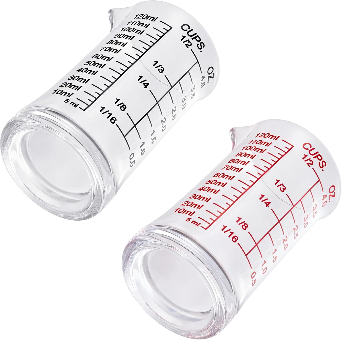 Ackers 4oz Glass Measuring Cup – Shot Glass with Ounce,Ml,Cups Markings for Kitchen & Bar(Pack of 2)