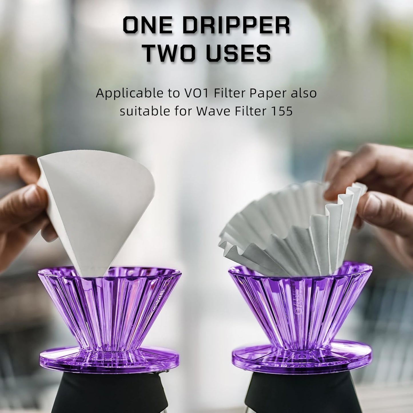 MAVO Pour Over Coffee Dripper, Detachable Hand Drip Brewer, Pour Over Coffee Maker, Compatible with V01 Paper Filters & Wave Filter 155, Purple