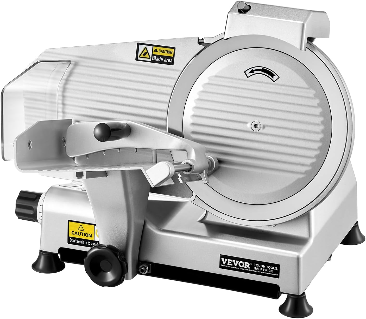 VEVOR Commercial Meat Slicer, 10 inch Electric Deli Food Slicer, 180W Meat Cutter with a Premium 65Mn Blade, 0-0.4 inch Adjustable Thickness, Food Slicer Machine for Meat Vegetables Hard Bread Cheese