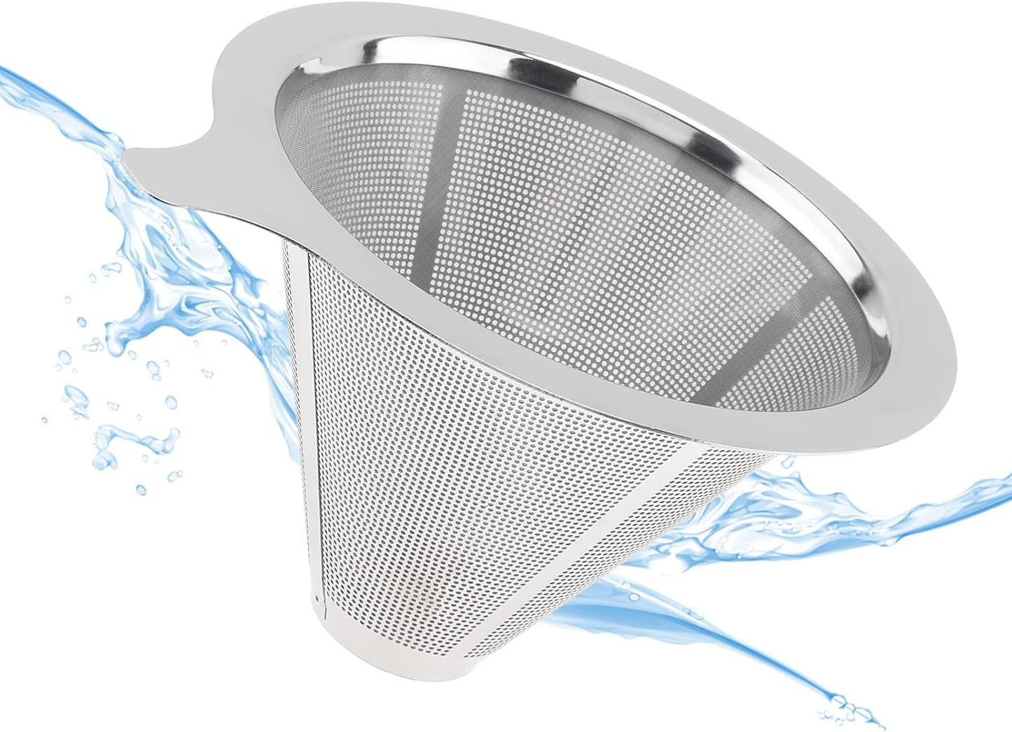 TQEONKL Pour Over Coffee Dripper,Paperless Reusable Coffee Filter,Metal Cone Reusable Single Cup Coffee Maker (2-4 cups)