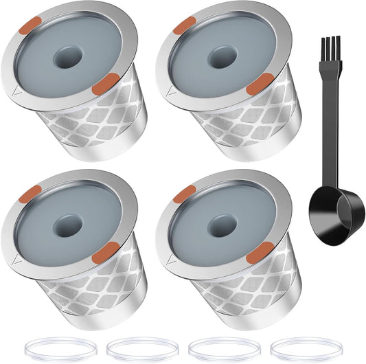 Reusable k Cup Coffee Filters,Universal stainless steel Refillable k Cups Filter Use for K 2.0 and 1.0 Coffee Makers-brewers (4pack)