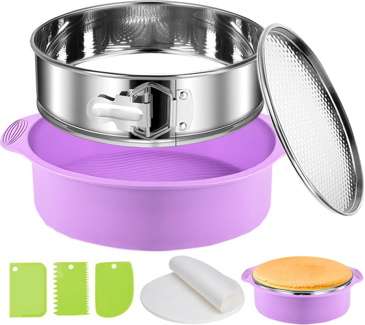 Stainless Steel Springform Pan 9 Inch Nonstick, Leakproof Cheesecake Pan with Pan Protector, Spring Form Pan for Cheesecake, 9 Inch Springform Cake Pan, Cheese Cake Pans for Baking & 50Pcs Parchment