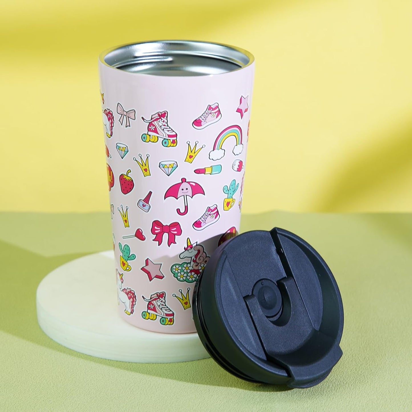 BJPKPK 34oz Insulated Tumbler With lid And Straw Stainless Steel Tumblers Travel Coffee Mug Reusable Thermal Cup,Unicorns