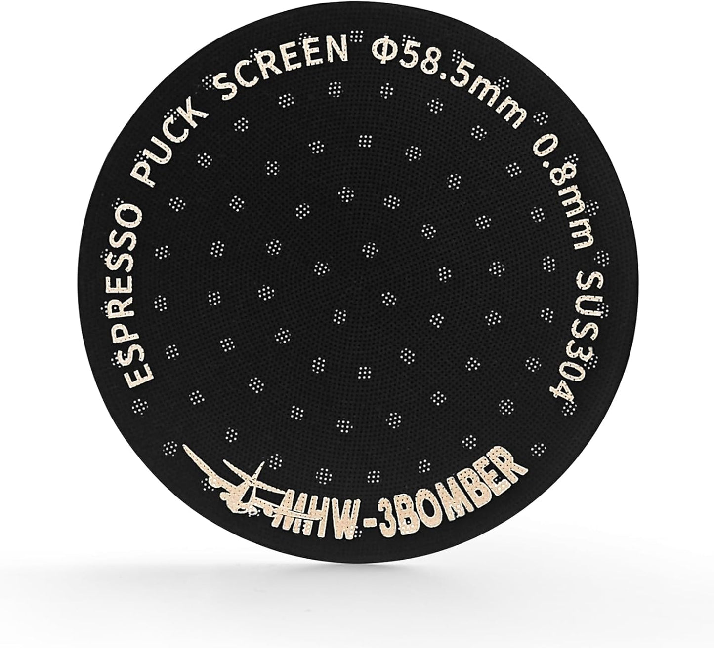 MHW-3BOMBER 58.5mm Espresso Puck Screen Metal Espresso Filter Reusable Coffee Filters for 58mm Portafilter Basket 0.8mm Thickness Titanium Coating Black FG5588-OS