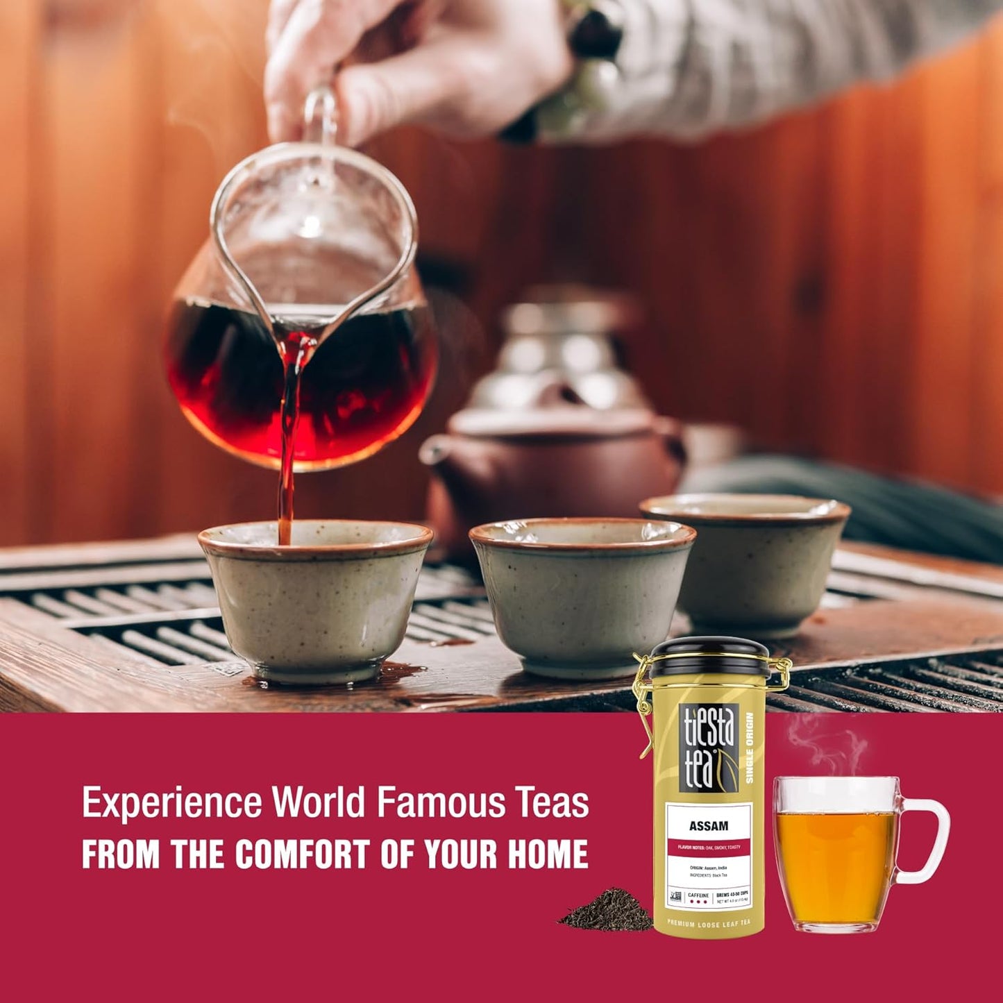 Tiesta Tea - Assam Black Tea, Loose Leaf, Single Origin Premium Black from India, High Caffeinated, Make Hot or Iced & Brews Up to 50 Cups, Pure Unblended, 4oz Refillable Tin