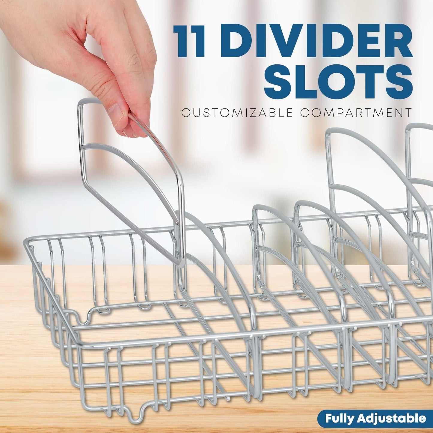 Food Container Lid Organizer - Lid Storage Holder, Large, Chrome