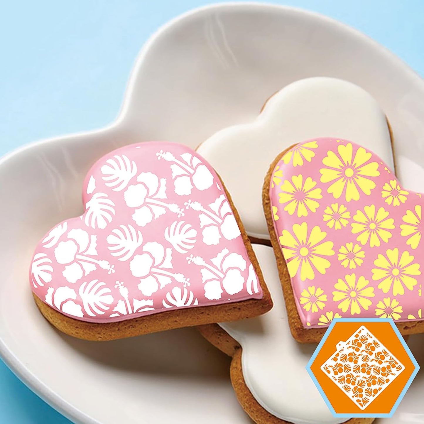 Stencil Genie 16 Pcs 5.5x5.5in Baking Stencils for Royal Icing, Airbrush; Sugar Cookies; Craft Painting