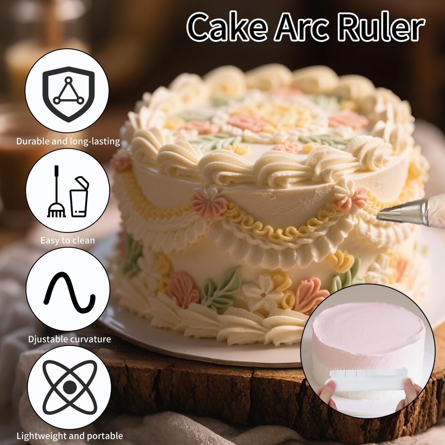 5pcs Cake Arch Guide Tools, Plastic Adjustable Fondant Cake Arc Ruler Practical Baking Pastry Measure Tools Suitable for Home Bakery Dessert Shop