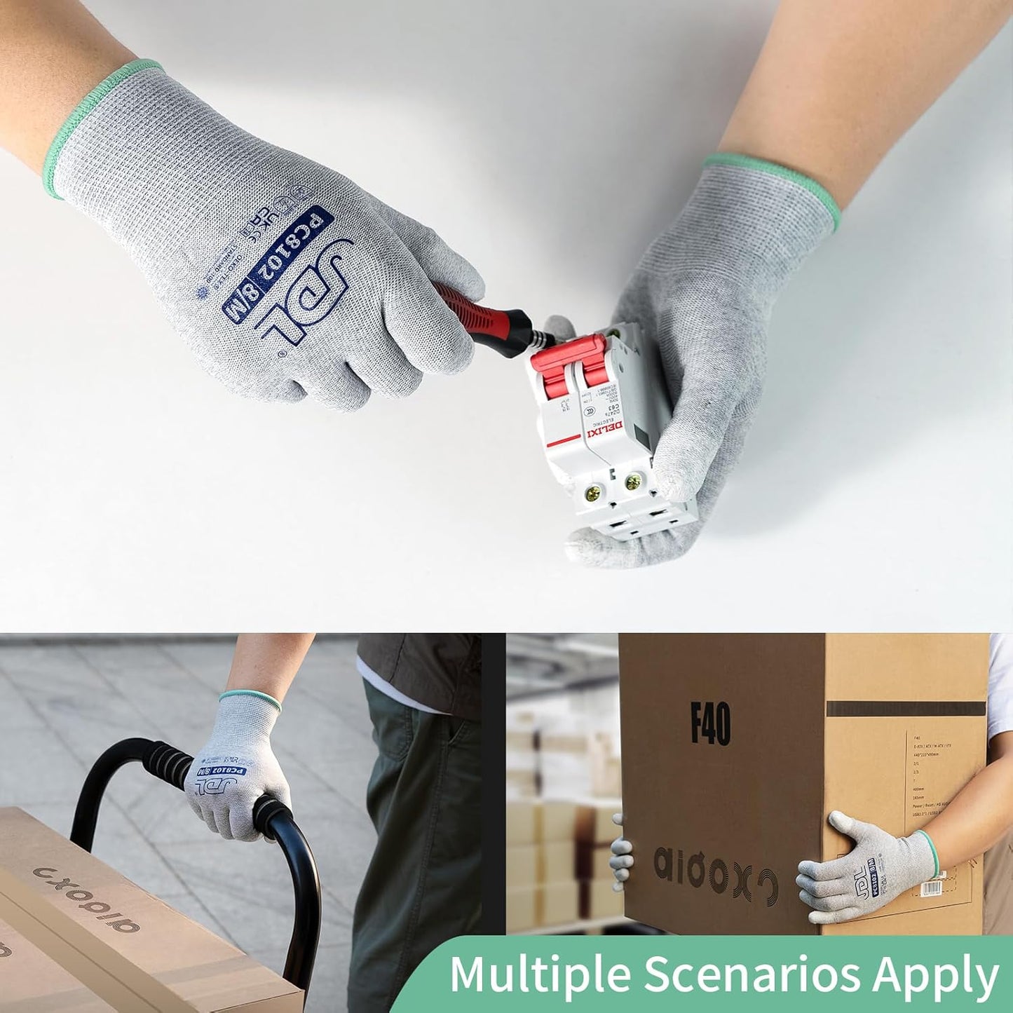 JDL ESD Work Gloves, Anti-Static Gloves for PC Building, 12 pairs, Computer Installation & Repair, High Resistance Carbon Fiber Gloves, X-Large