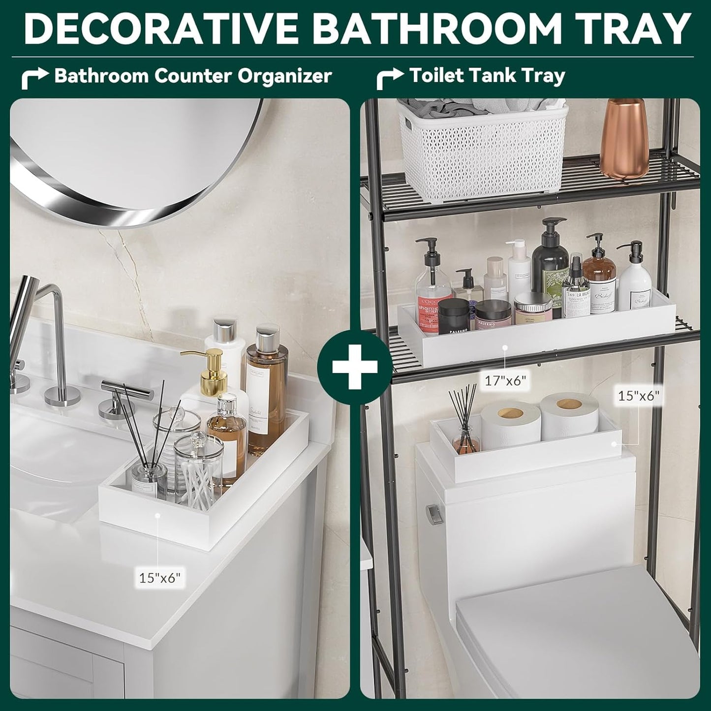 Bamboo Drawer Organizer, Narrow Silverware Organizer for Kitchen, Stackable Utensil Organizer, 2 Pcs Flatware Organizer for Drawer, Wooden Storage Box Tray (White, 12 X 3 X 2 Inch)