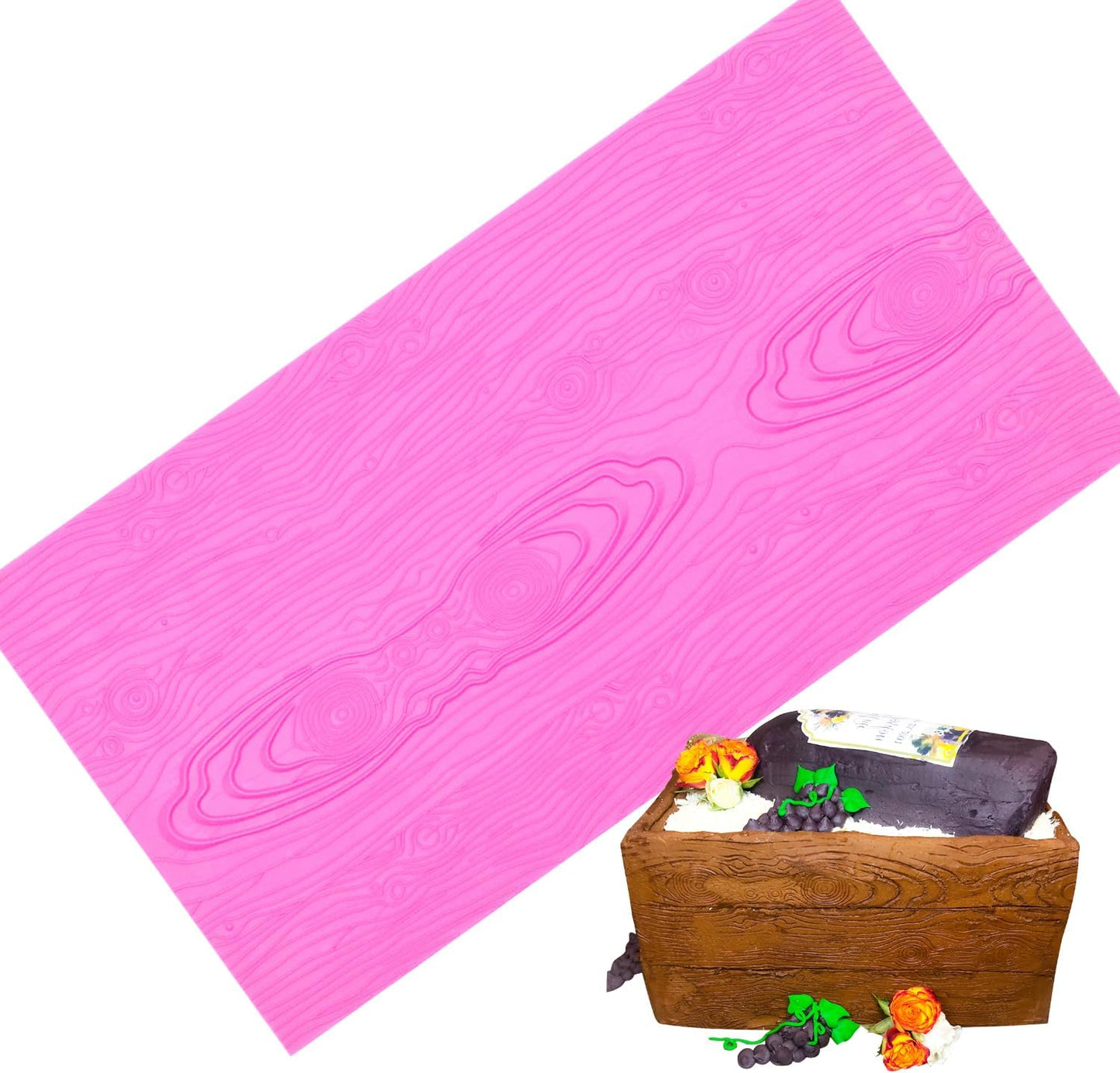 Embossing Lace Fondant Molds, Woodgrain Fondant Mats Molds, Silicone Molds for Cake Decorating set of 2