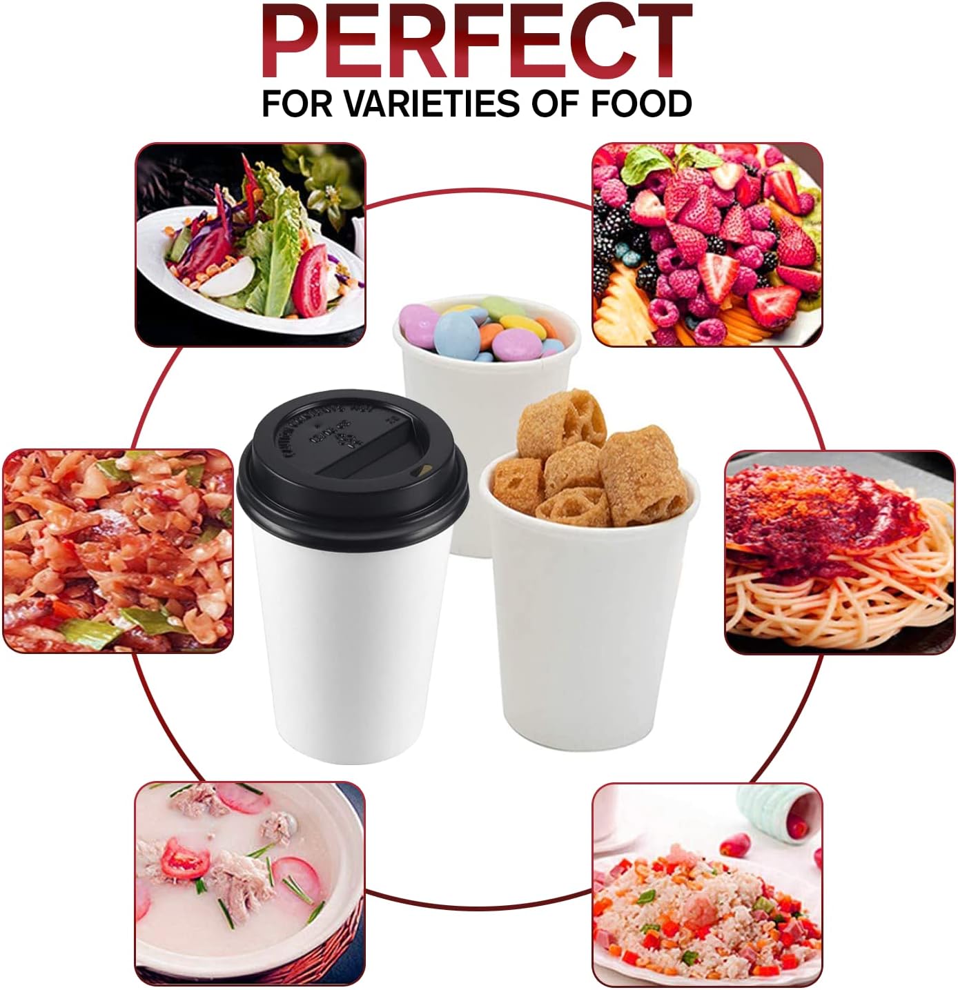 Smygoods White Original Disposable Paper Coffee Cups with Lids (16 OZ, 25 Count) For Hot Beverages, Tea, Espresso, Cocoa - To Go Drink Containers, Café & Office