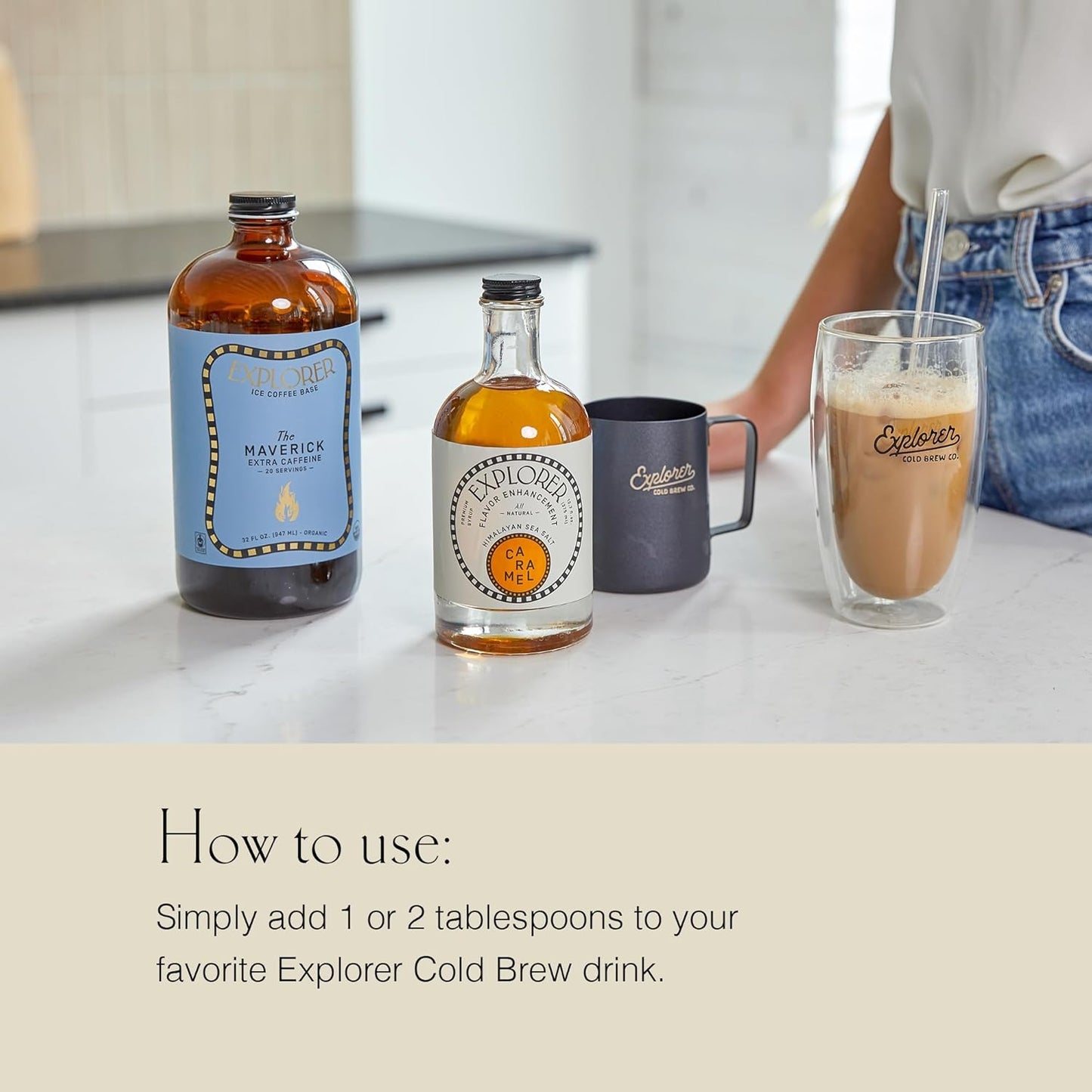 Explorer Caramel Coffee Syrup Flavor, All Natural Gluten Free Flavoring, with Himalayan Sea Salt for Drinks, Lattes, Cocktails & Shakes, 12.7 fl oz