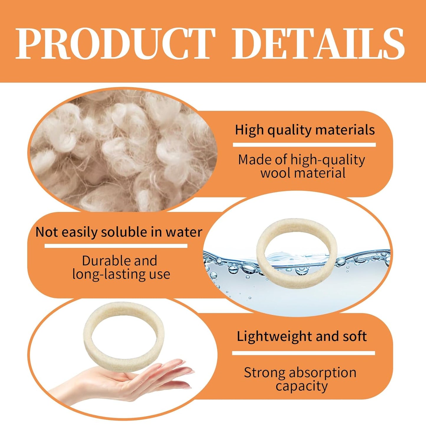 Felt Washer Replacement Compatible with Breville Espresso Machine Grinders,10 Pcs in a Pack Burr Coffee Grinder, Made of Wool, Strong Density and Durability