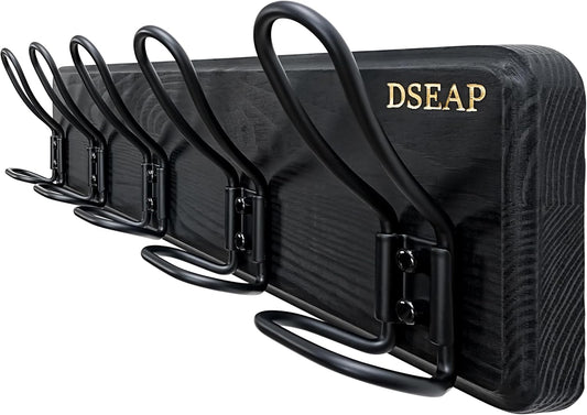Dseap Coat Rack Wall Mounted - Heavy Duty Farmhouse Rustic Wall Coat Hanger With 5 Wire Hooks for Clothes Hat Jacket Towel, RusticWire, G25A, Black