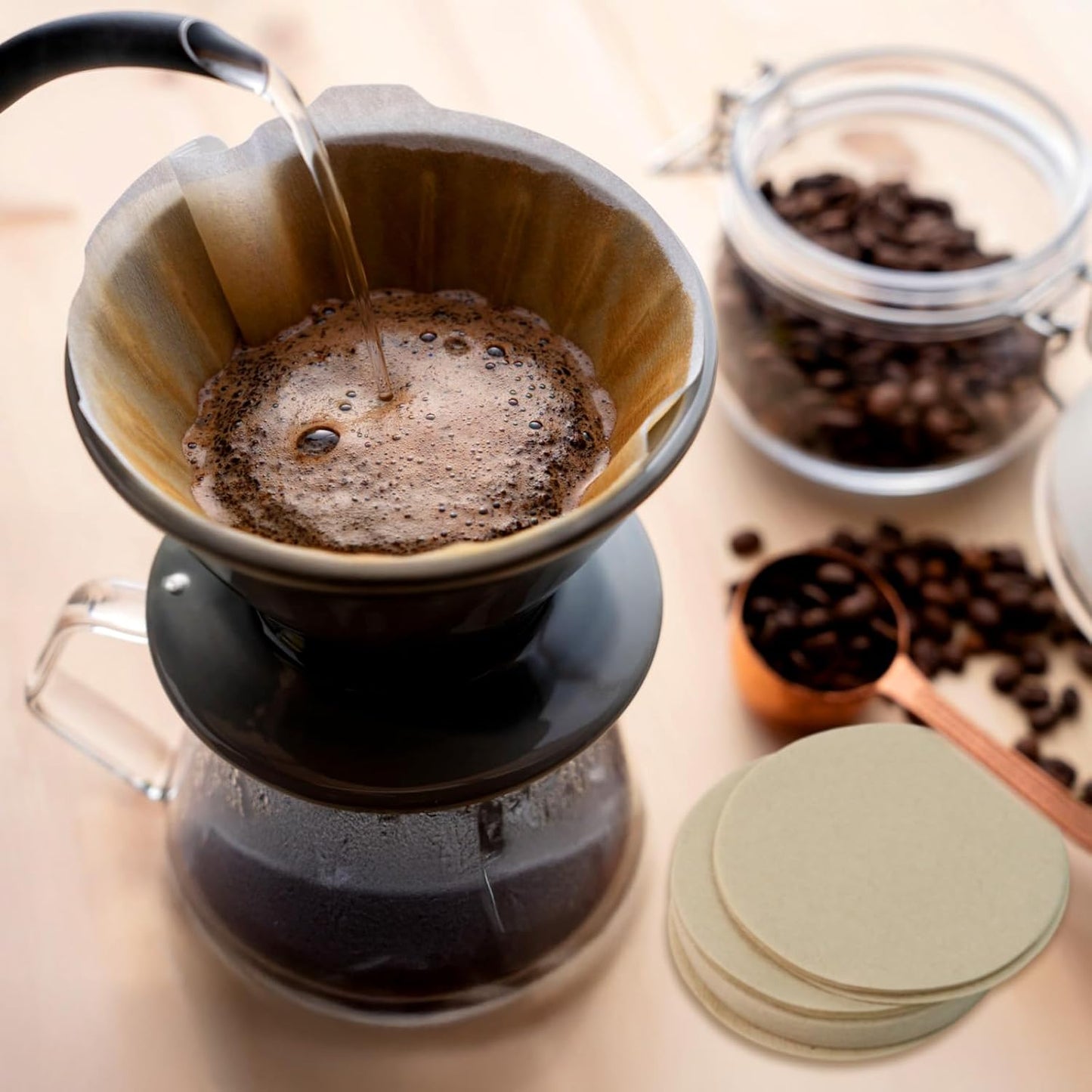 400 Pack Of Natural, Unbleached 2.5-Inch Disposable Coffee Filter Discs, Designed for Percolator Coffee Makers. Ideal for Use At Home, Office, Or Camping.