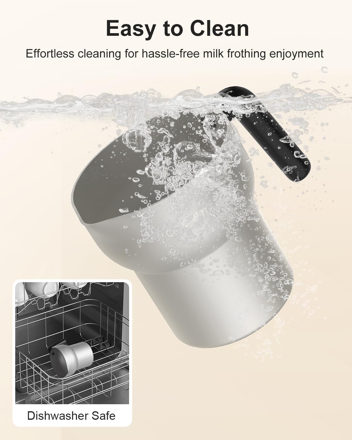 CROWNFUL Milk Frother, Electric 5-in-1 Milk Frother and Steamer with Temperature Control, Dishwasher Safe, Auto Shut-Off Frother