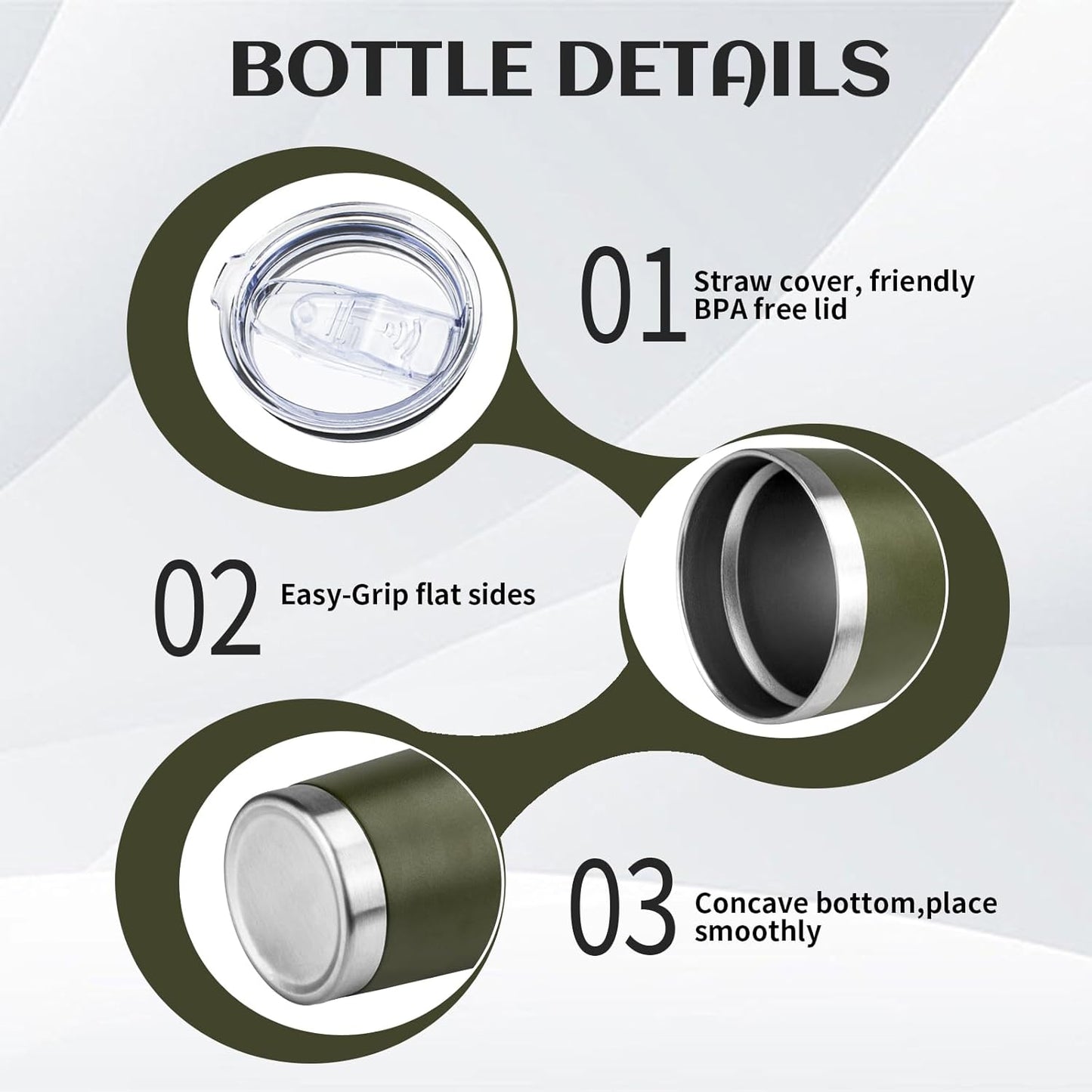 20oz Tumbler Bulk with Lid and Straw, Stainless Steel Double Wall Vacuum Insulated Travel Mug, Powder Coated Coffee Cups for Hot and Cold Drinks,Funny Gifts for Women Men(Navy Green,1)