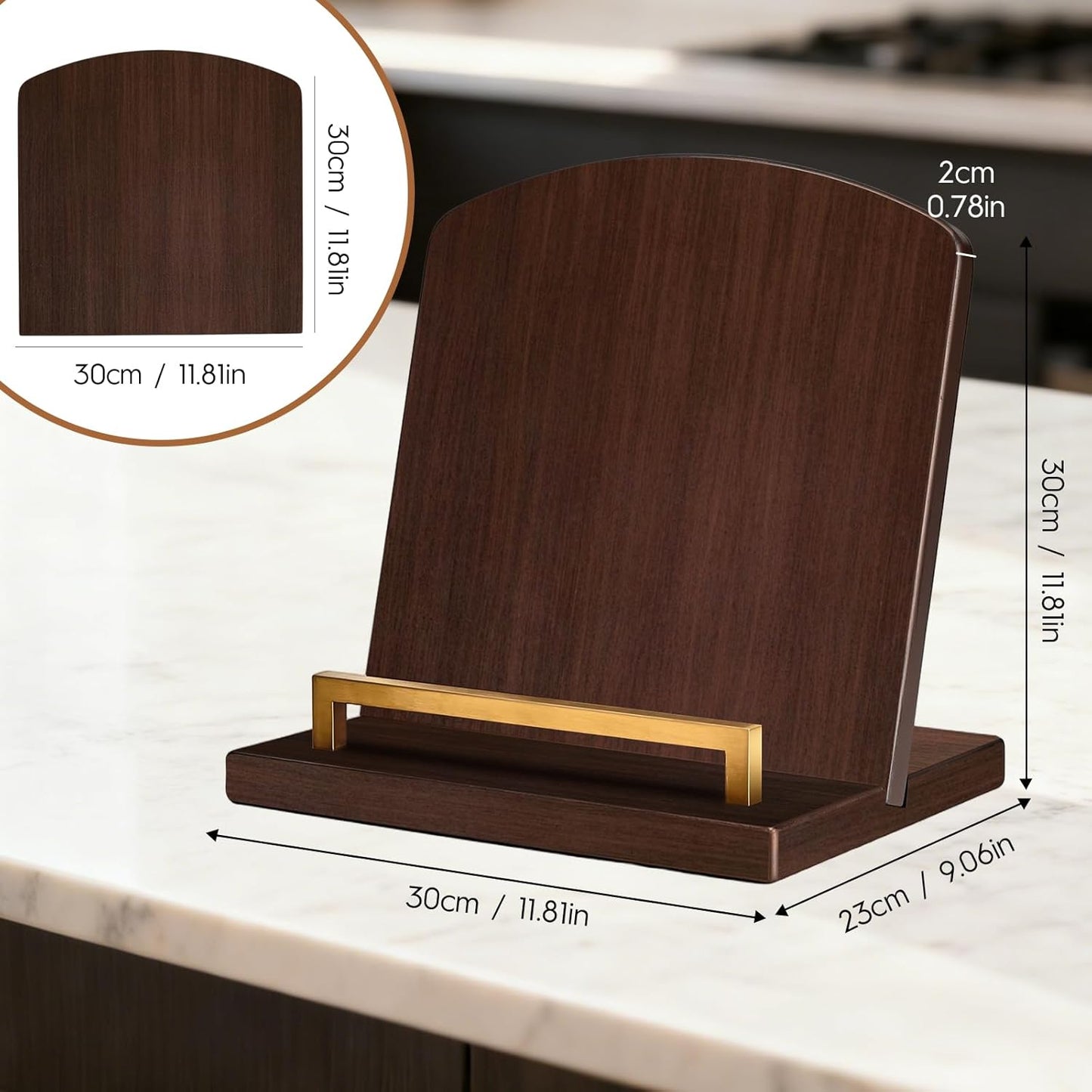 Beautiful Cookbook Stand with Removable Cutting Board,2 in 1 Bamboo Recipe Book Holder,Charcuterie Board & Kitchen Serving Tray,Durable Cook Book Holder Stand Easily Keeps Cook or Recipe Books Open