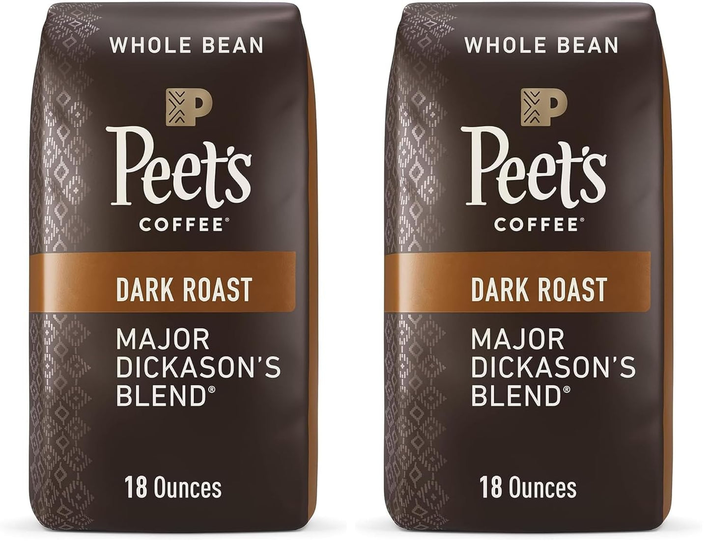 Peet's Coffee, Dark Roast Whole Bean Coffee - Major Dickason's Blend 36 Ounces (2 Bags of 18 Ounces)
