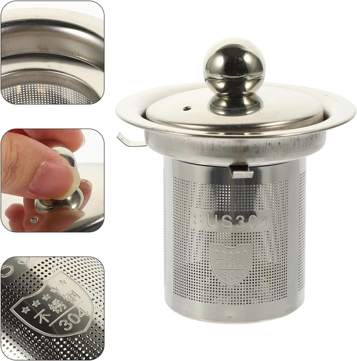Stainless Steel Tea Infuser Insert with Dual-Function Lid Extra Fine Mesh Strainer for Loose Leaf Tea Heatproof Double Handles Perfect for Teapots and Mugs