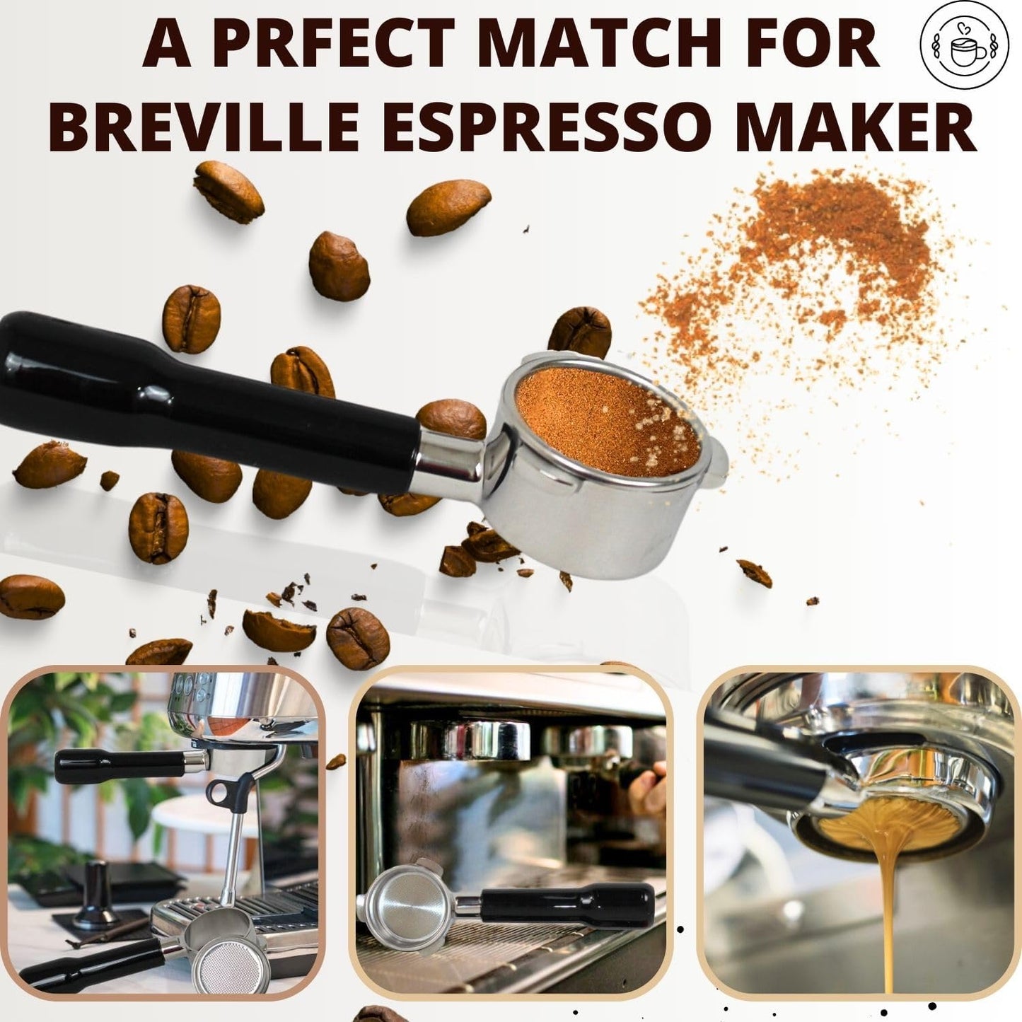 Espresso Portafilter 54mm Bottomless - Compatible with Breville Duo-temp, Infuser, Bambino, Barista Express, Barista Touch, and Barista Pro Espresso - Stainless Steel Filter Basked Included