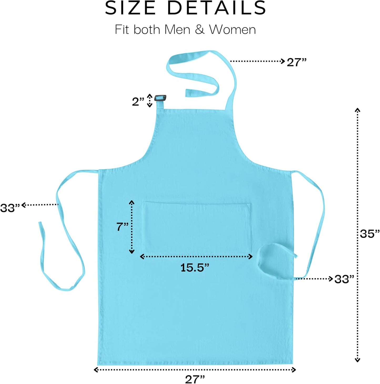 RAJRANG 100% Cotton Cooking Apron with 3 Pockets Kitchen Chef BBQ Adjustable Bib Aprons for Women Men