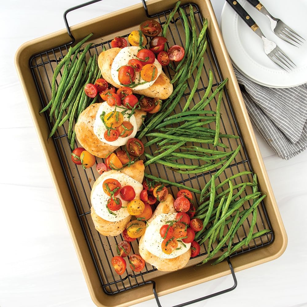 Nordic Ware Naturals Nonstick High-Sided Half Sheet Oven Crisp Baking Tray