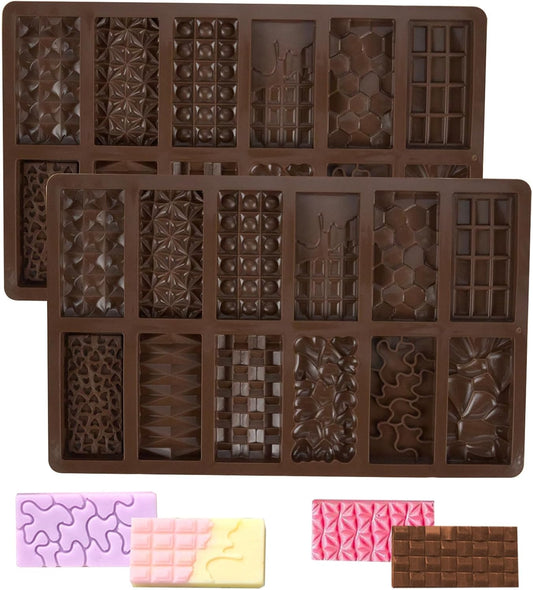 2 Pcs Brown Mini Chocolate Bar Mold for Dubai, Candy Silicone Mold