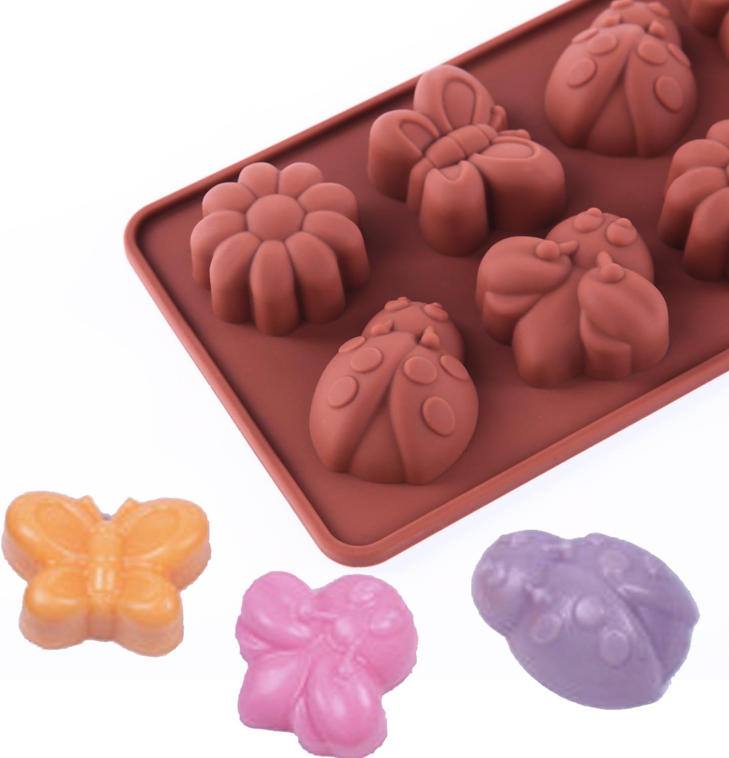 Silicone Molds Non-stick Chocolate Candy Mold,Soap Molds,Silicone Baking mold Making Kit, Set of 3 Forest Theme with Different Shapes Animals,Lovely & Fun for Kids