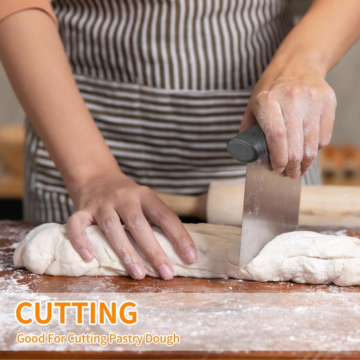 ALLTOP Stainless Steel Bench Scraper and Pastry Blender Cutter Set, Efficient Multipurpose Kitchen Baking Essential Tool with Comfortable Grip Handle-Perfect for Nut, Pie and Dough Processing - Black