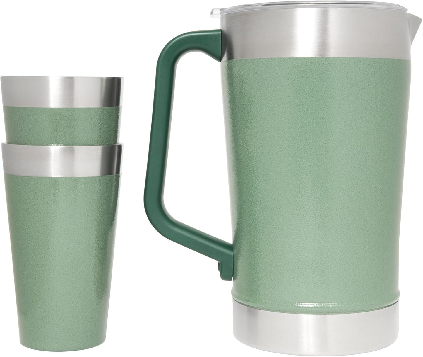 Stanley Stay-Chill Pitcher 64 oz | Cold Water, Beer, and Drink Pitcher with Lid | Large Capacity Durable Beverage Container with Handle | Insulated Stainless Steel | BPA-Free | Hammertone Green