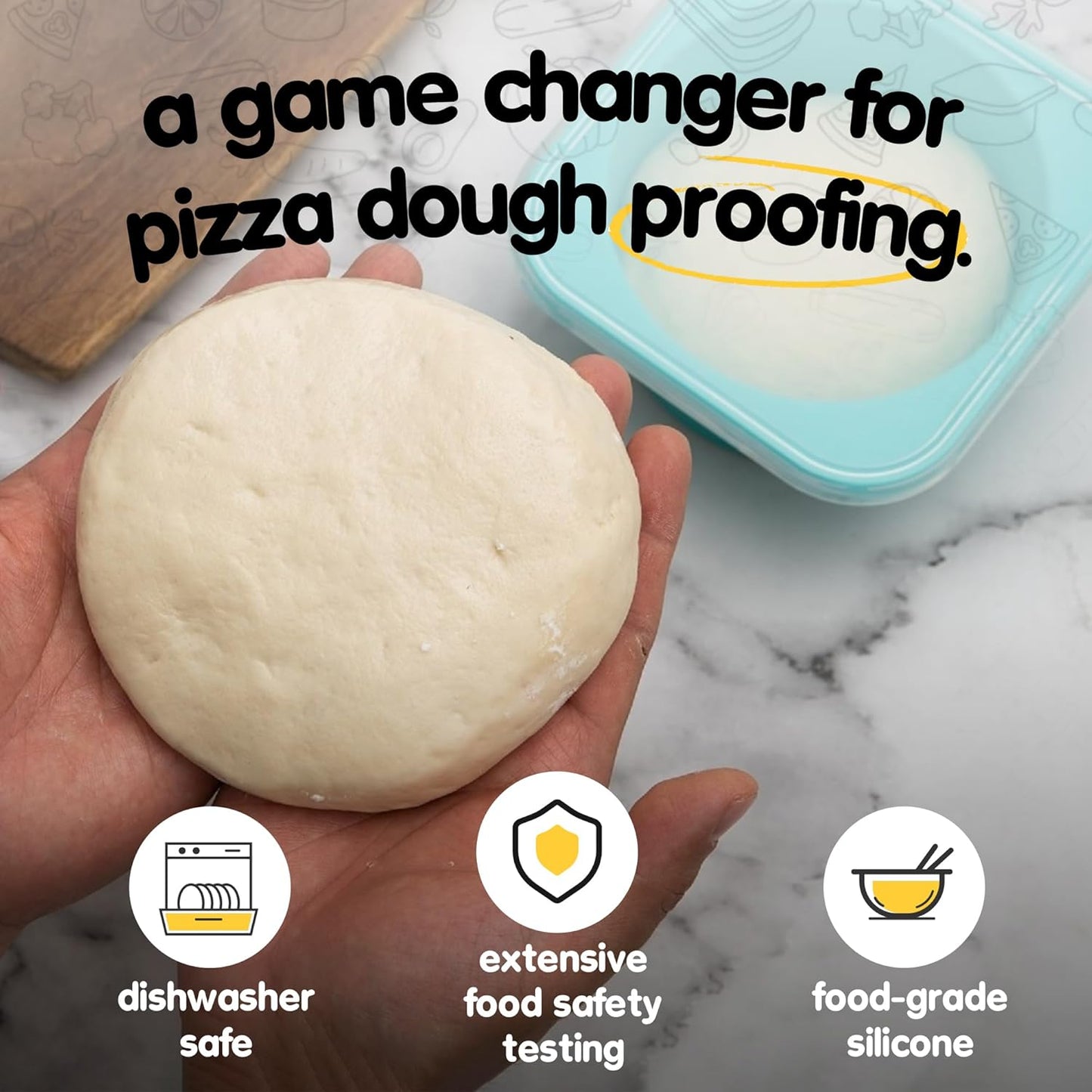 PLUS 1000ml Pizza Dough Proofing Boxes for DIY Artisan Pizza, Food Grade Silicone Stackable Containers with Lids, Sturdy Reinforced Steel. Freezer, Fridge, Dishwasher Safe (4Space Grey Plus)