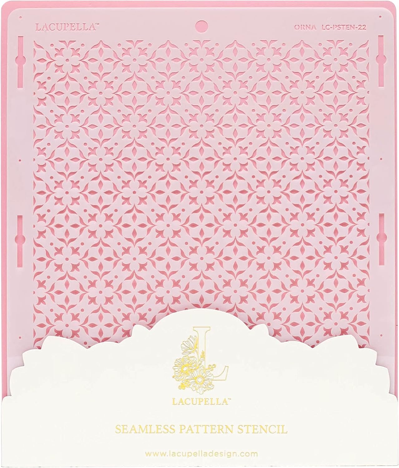 Cake Baking Stencil - Seamless Delicate Pattern for Decorating Tall Double Barrel Cake to Use with Buttercream, Royal Icing, Ganache, Paint, Airbrush (ORNA)