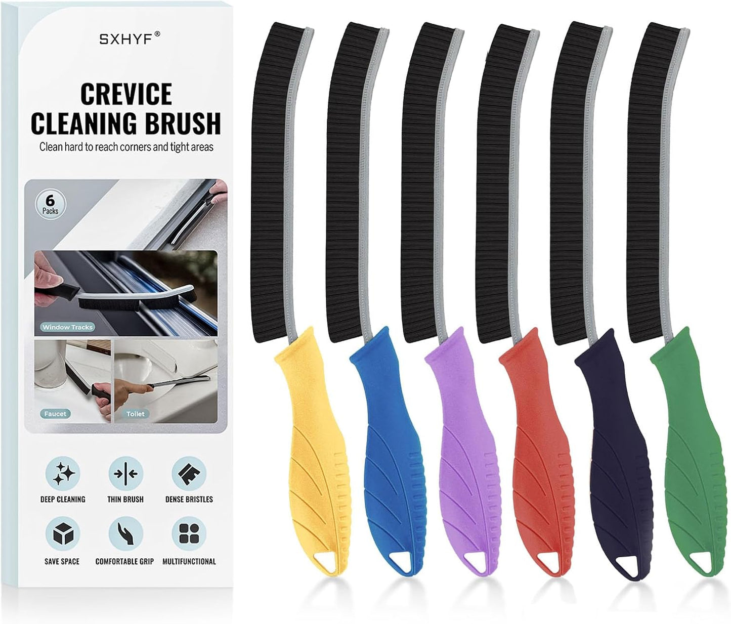 SXhyf Crevice Cleaning Brush - Grout Scrub Brush, House Cleaning Supplies, Gap Cleaning Tools, Home Essentials, Gifts for Women Men, Hard Bristle Crevice Cleaner Brush for Household Use, Bathroom