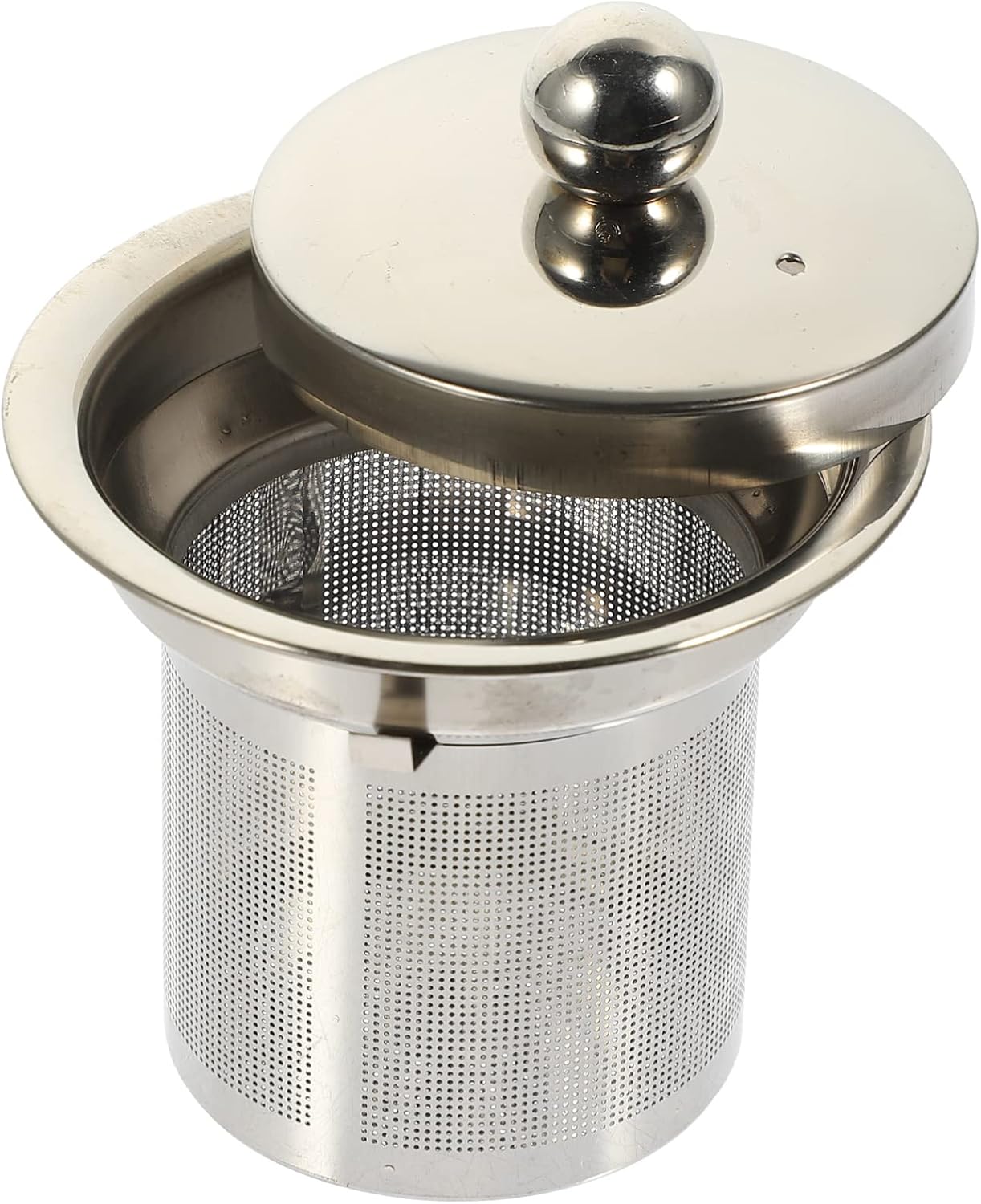 Hemoton Tea Strainer Insert with Lids Stainless Steel Tea Infuser Tea Filters Metal Teapot Replacement Mesh Strainer Tea Pot Accessories (Silver )
