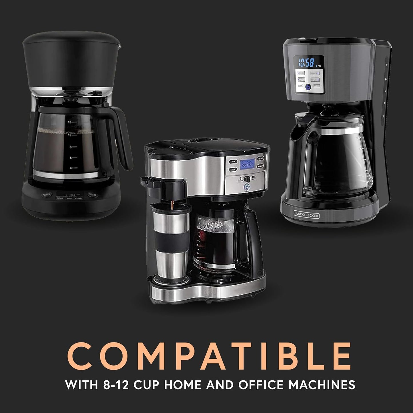 Tupkee Coffee Filters 8-12 Cups - 1200 Count, Basket Style, Natural Brown Unbleached Coffee Filter, Made in the USA