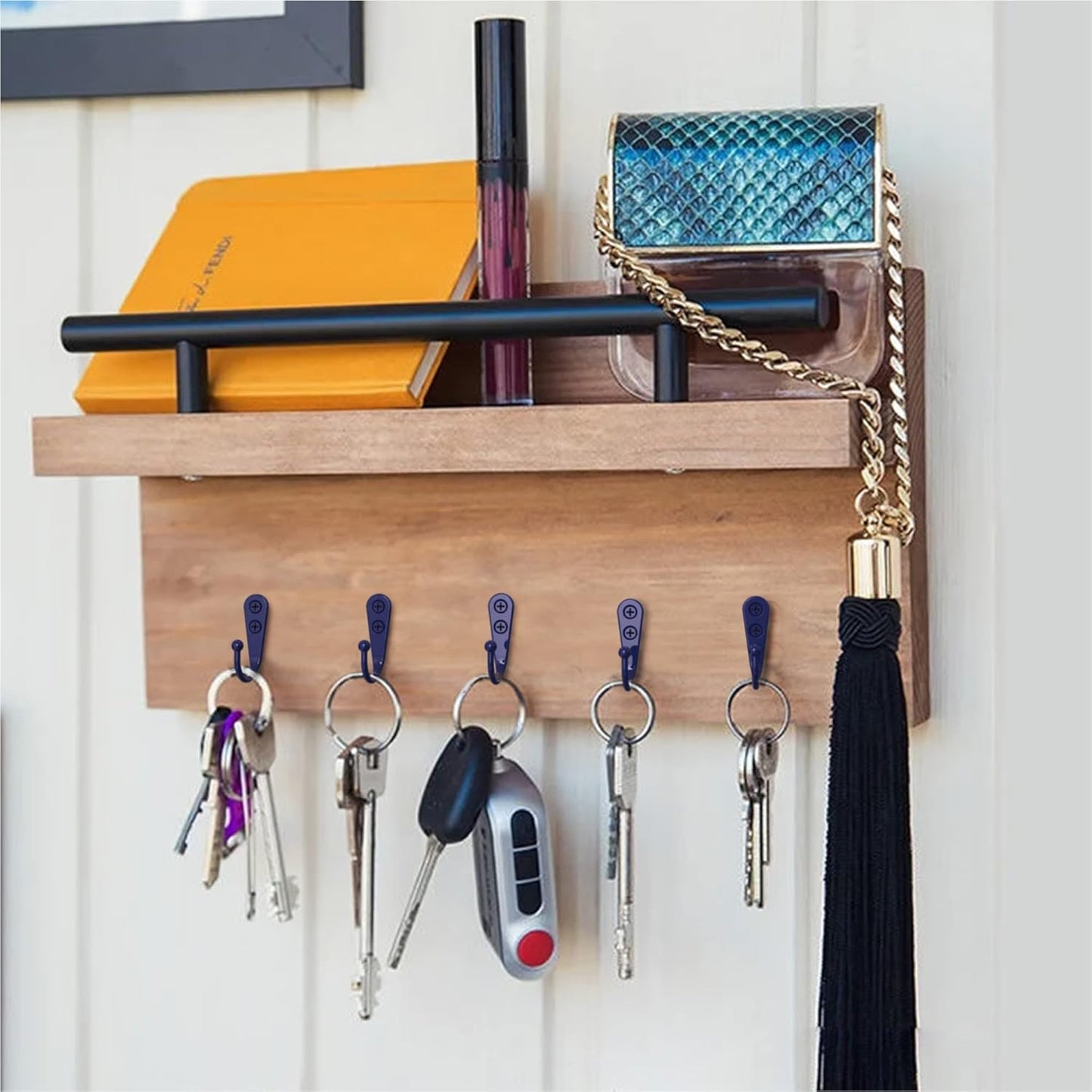 15-Pack Coat Hooks with 30 Screws | Heavy Duty Wall Mounted for Robe, Backpack & Keys | Entryway, Bathroom, Bedroom Hanging Hardware (Purple)