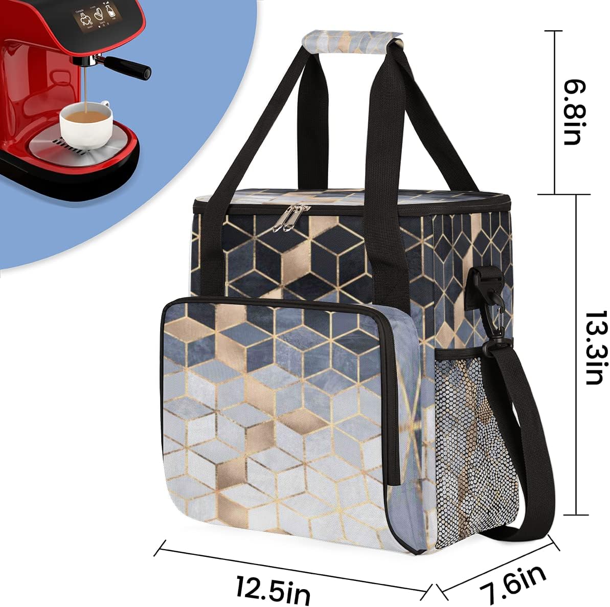 cfpolar Coffee Maker Storage Bag, Waterproof Travel Carrying Storage Tote Bag Organizer Case, Compatible with K-Mini or K-Mini Plus, And Suitable for Other Accessories， With Pockets for K-Cup Pods
