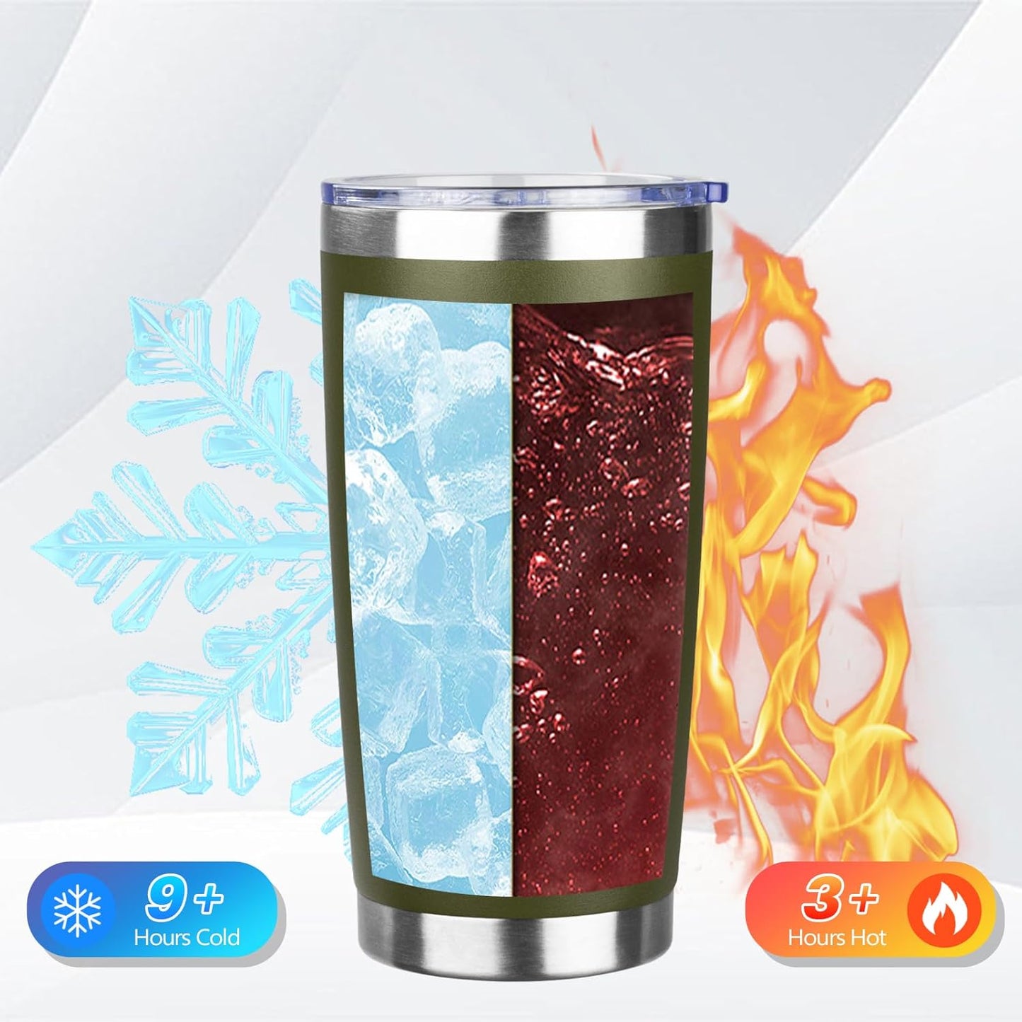 20oz Tumbler Bulk with Lid and Straw, Stainless Steel Double Wall Vacuum Insulated Travel Mug, Powder Coated Coffee Cups for Hot and Cold Drinks,Funny Gifts for Women Men(Navy Green,1)