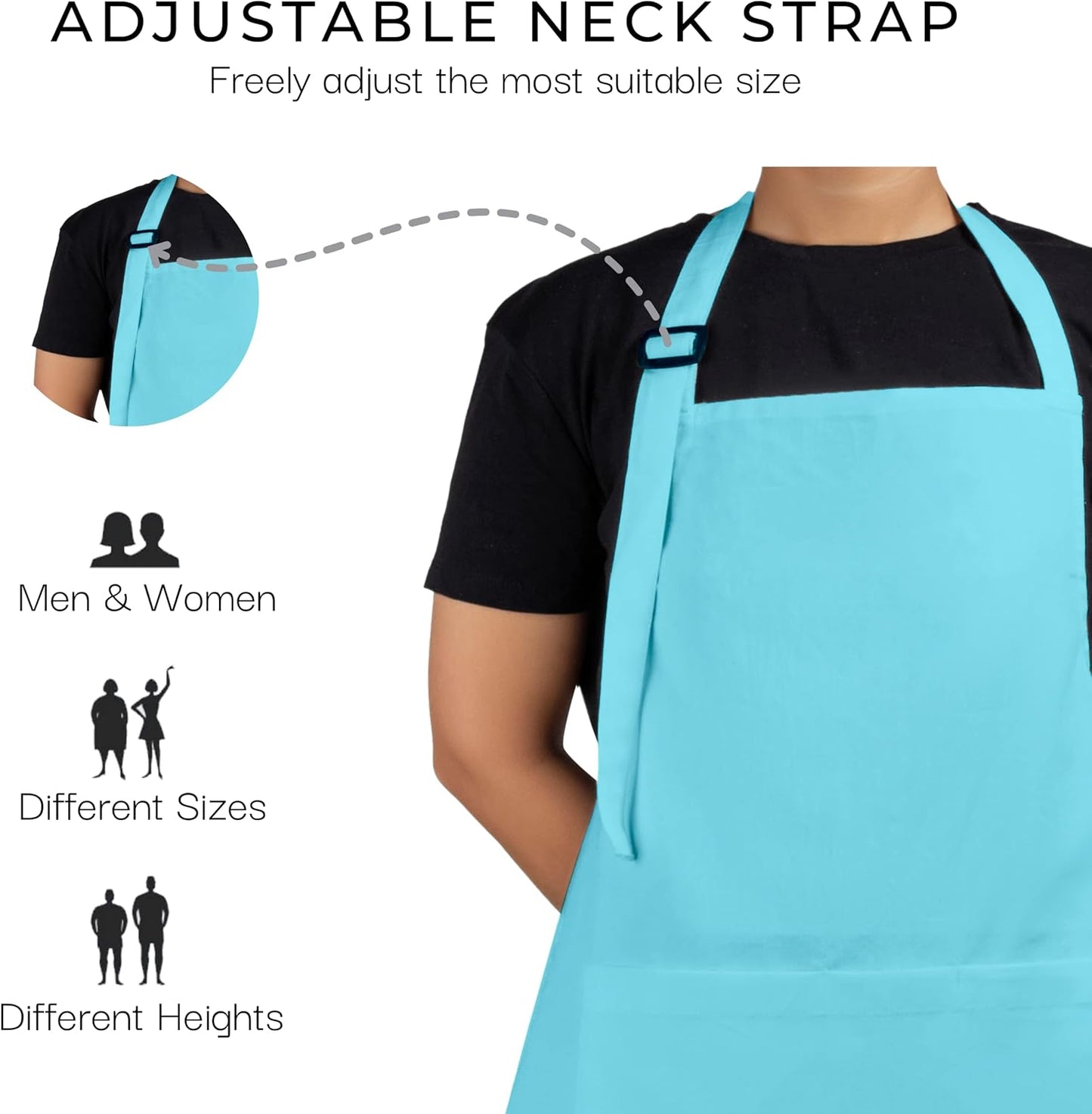 RAJRANG 100% Cotton Cooking Apron with 3 Pockets Kitchen Chef BBQ Adjustable Bib Aprons for Women Men