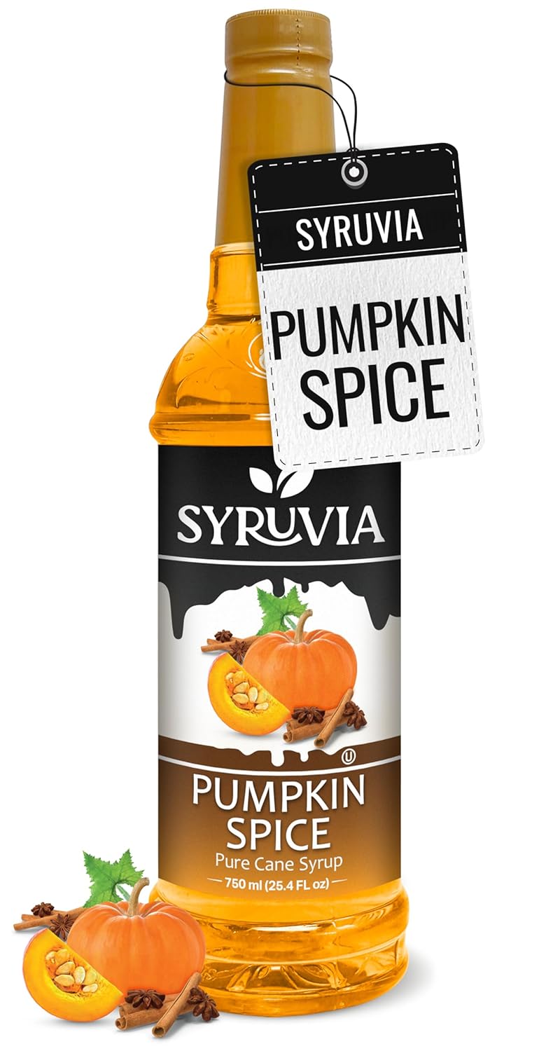 Syruvia Pumpkin Spice Syrup for Coffee 25.4 Ounces Pumpkin Spice Flavored Coffee Syrup