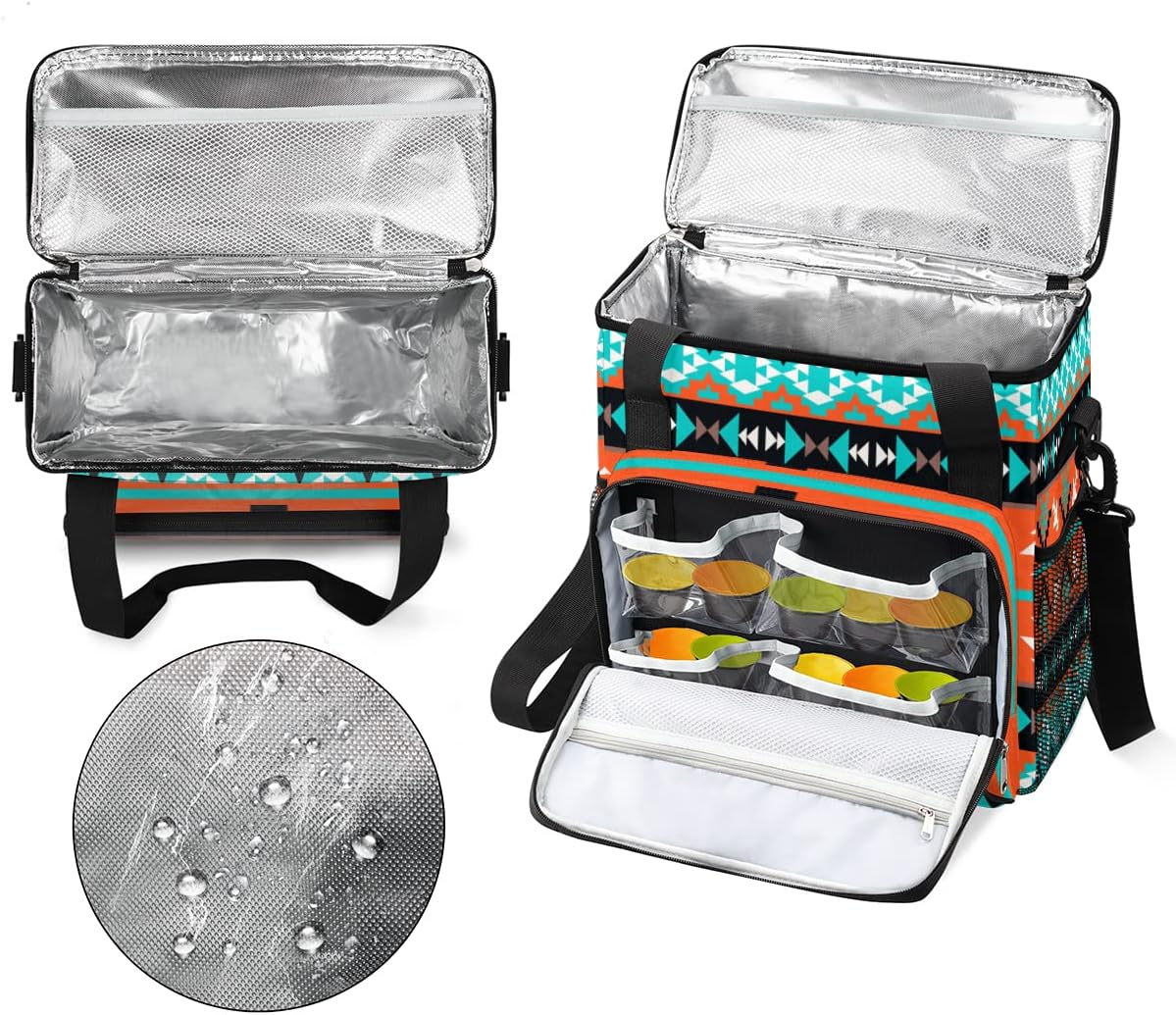 Ethnic Geometric Boho Coffee Maker Carring Bag Travel Storage Tote Bag Compatible with Keurig K-Mini or K-Mini Plus Portable Single Serve Coffee Brewer Case with Pockets for K-cup Pods