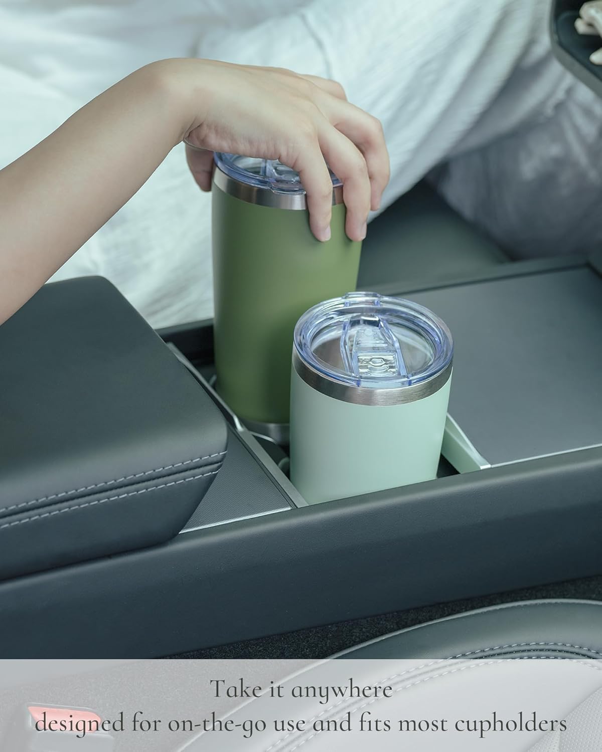 Travel Coffee Tumbler 20oz, 12 Pack Leakproof Travel Coffee Mug with Lid and Straw, Stainless Steel Double Wall Vacuum Insulated Tumbler for Hot/Iced Drinks (Textured Matte, White)